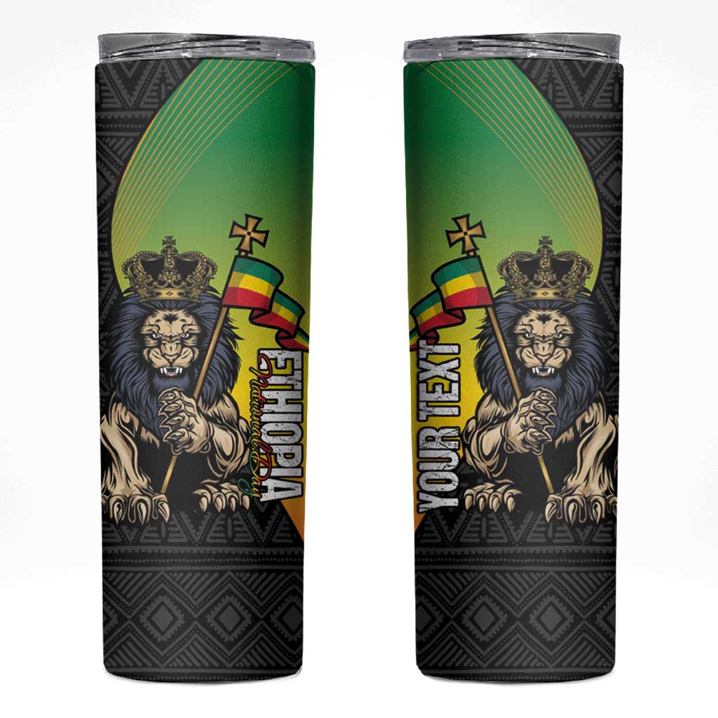 Personalized Ethiopia National Day Skinny Tumbler Lion Of Judah African Pattern