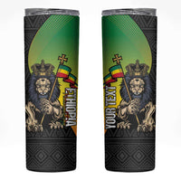 Personalized Ethiopia National Day Skinny Tumbler Lion Of Judah African Pattern