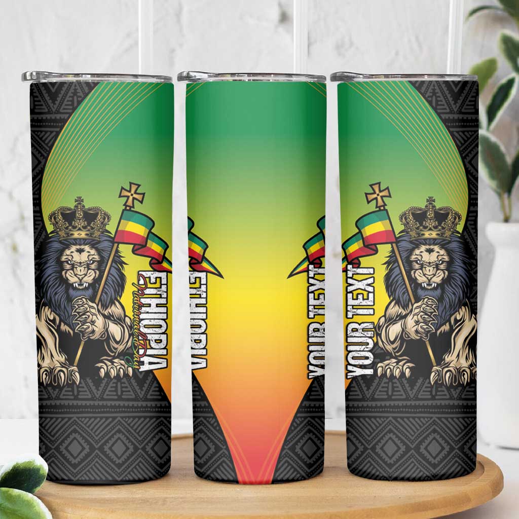 Personalized Ethiopia National Day Skinny Tumbler Lion Of Judah African Pattern
