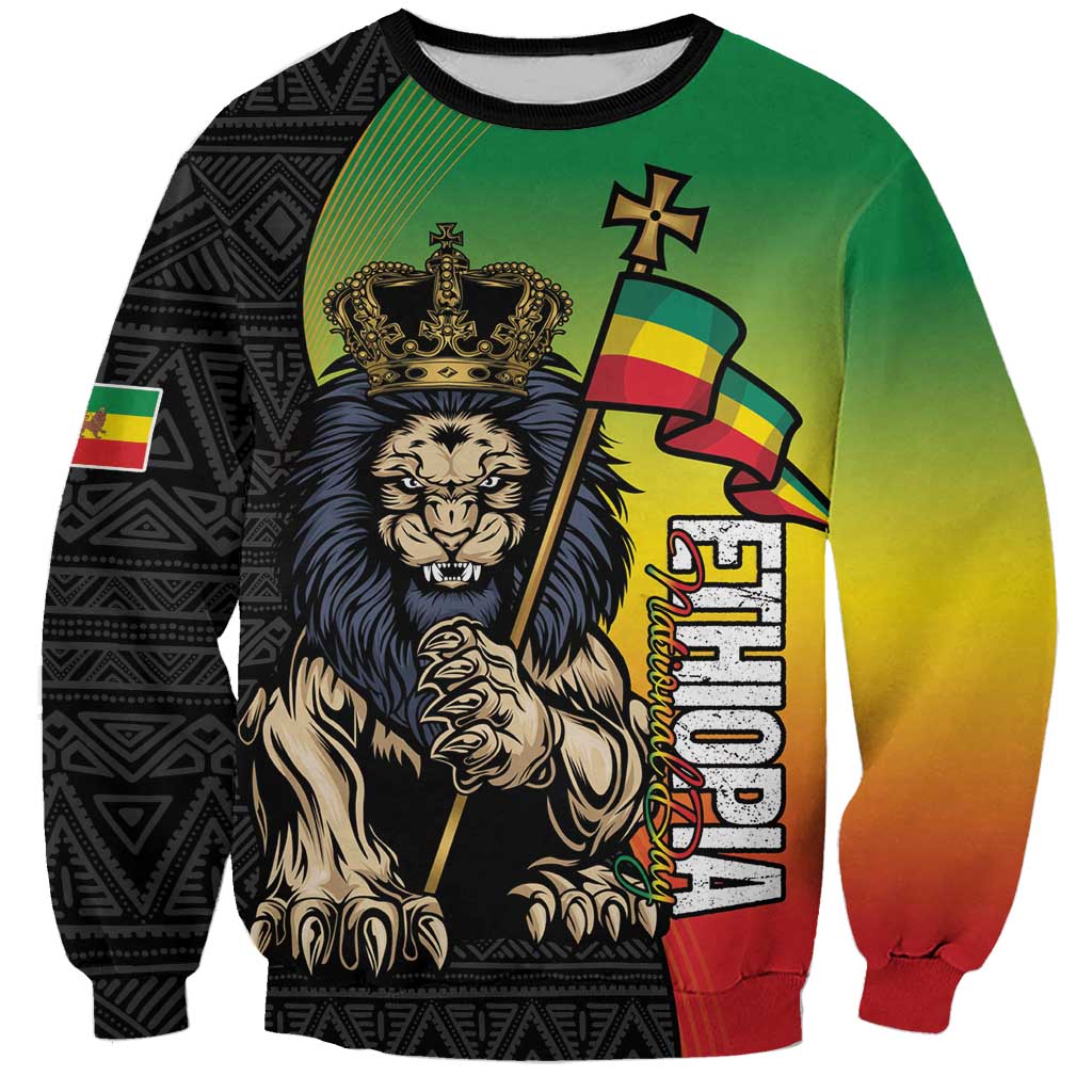 Personalized Ethiopia National Day Sweatshirt Lion Of Judah African Pattern