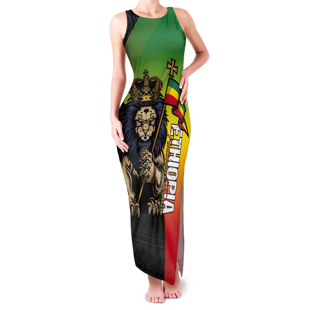 Personalized Ethiopia National Day Tank Maxi Dress Lion Of Judah African Pattern