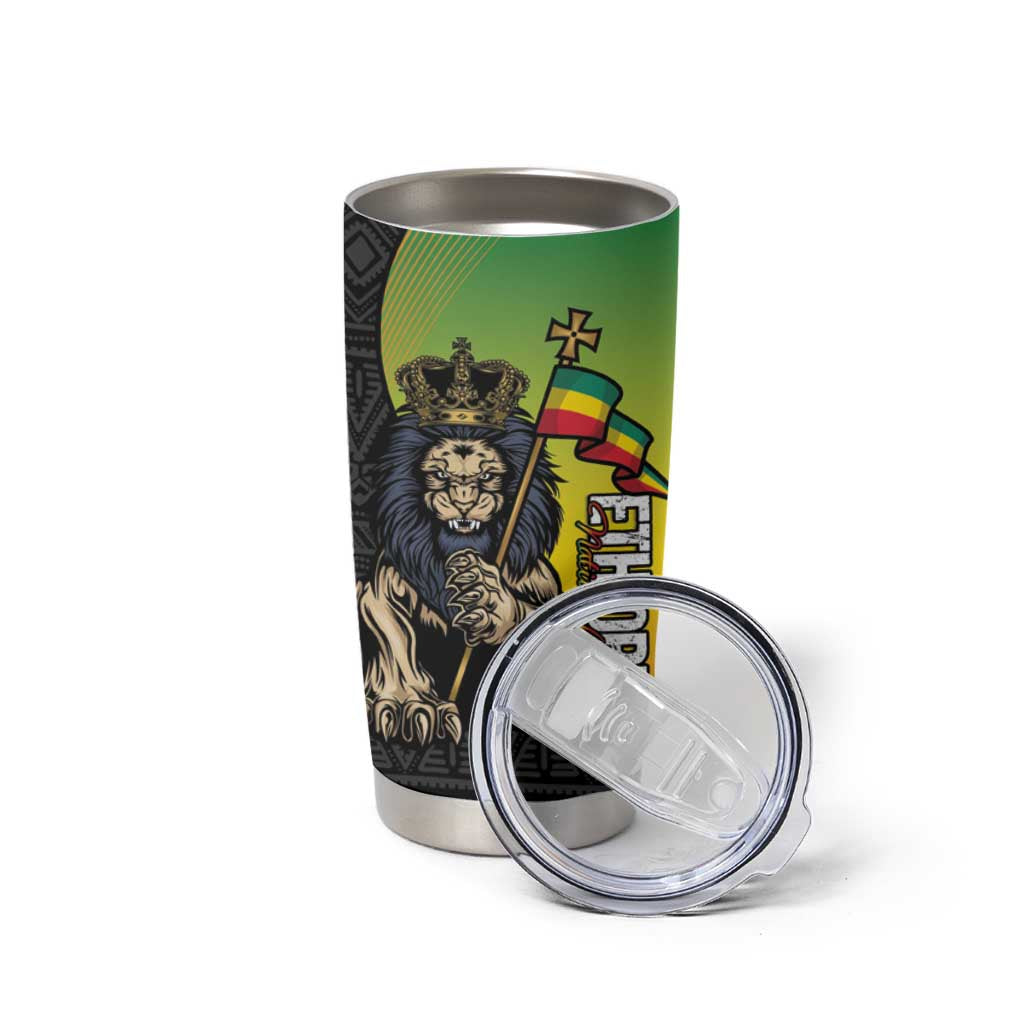 Personalized Ethiopia National Day Tumbler Cup Lion Of Judah African Pattern