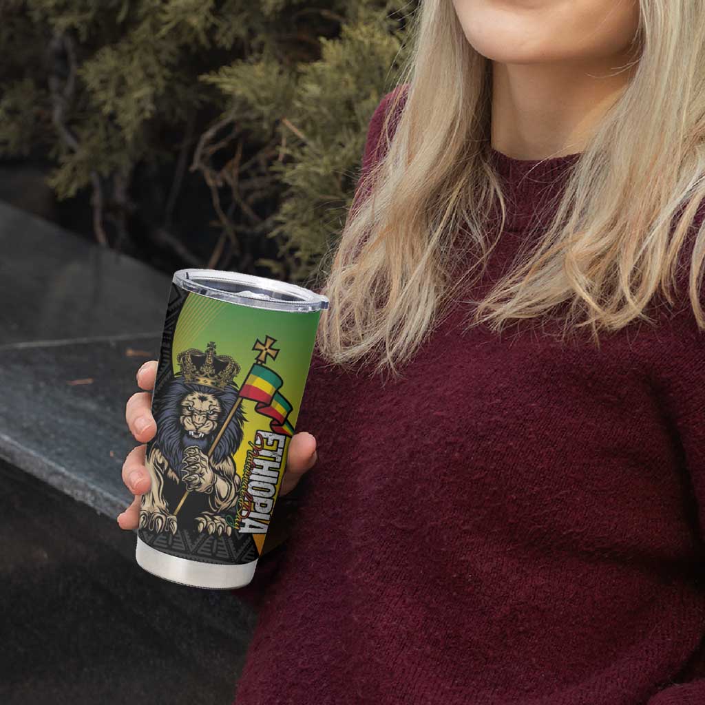 Personalized Ethiopia National Day Tumbler Cup Lion Of Judah African Pattern