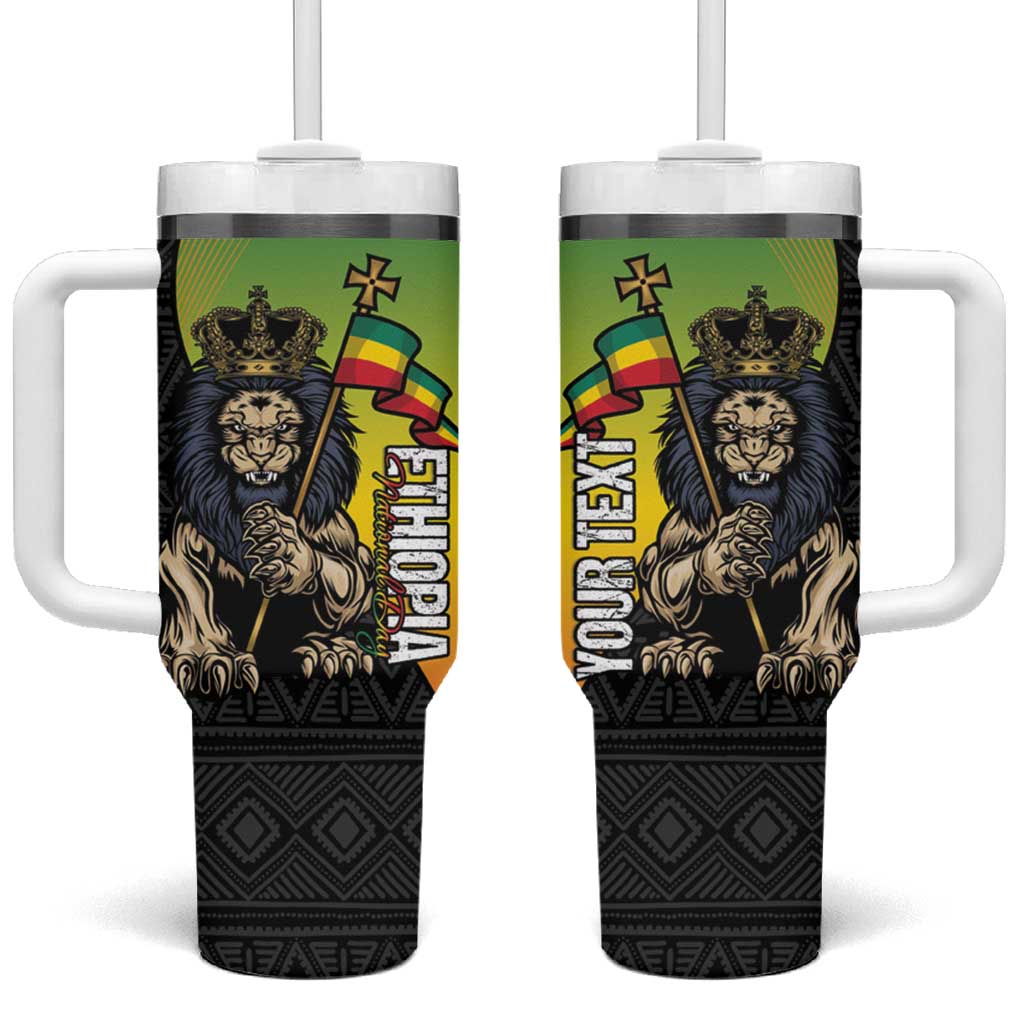 Personalized Ethiopia National Day Tumbler With Handle Lion Of Judah African Pattern