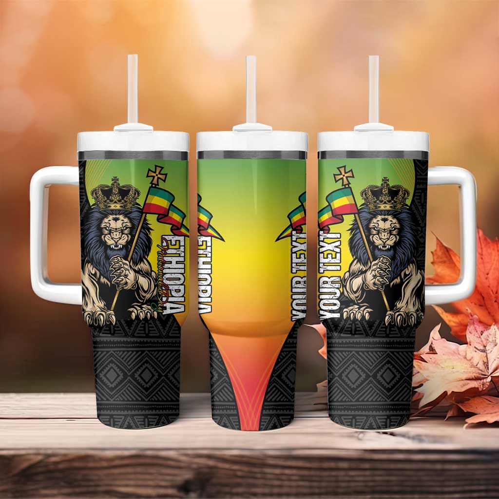 Personalized Ethiopia National Day Tumbler With Handle Lion Of Judah African Pattern