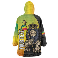 Personalized Ethiopia National Day Wearable Blanket Hoodie Lion Of Judah African Pattern