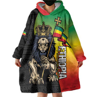 Personalized Ethiopia National Day Wearable Blanket Hoodie Lion Of Judah African Pattern