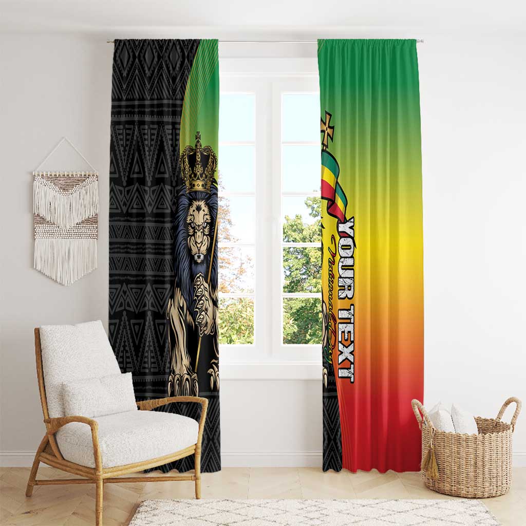 Personalized Ethiopia National Day Window Curtain Lion Of Judah African Pattern