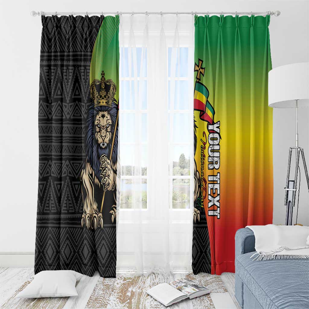 Personalized Ethiopia National Day Window Curtain Lion Of Judah African Pattern