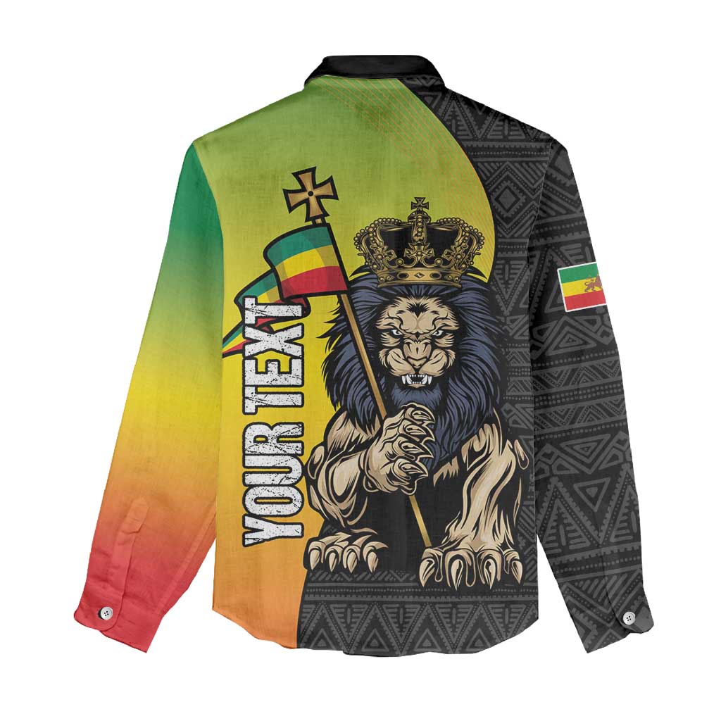 Personalized Ethiopia National Day Women Casual Shirt Lion Of Judah African Pattern