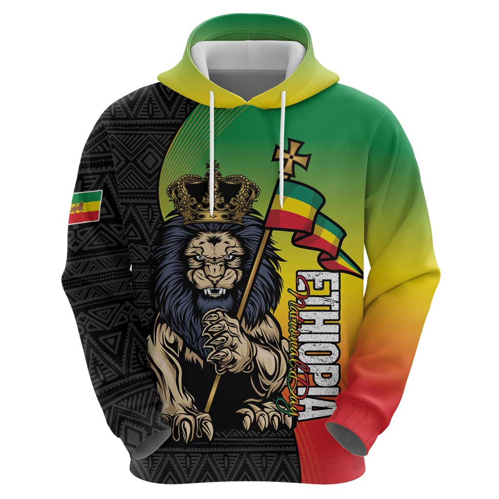 Personalized Ethiopia National Day Zip Hoodie Lion Of Judah African Pattern