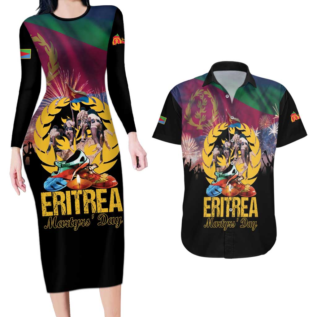 Personalized Eritrea Martyrs Day Couples Matching Long Sleeve Bodycon Dress and Hawaiian Shirt Eternal Glory To Our Martyrs
