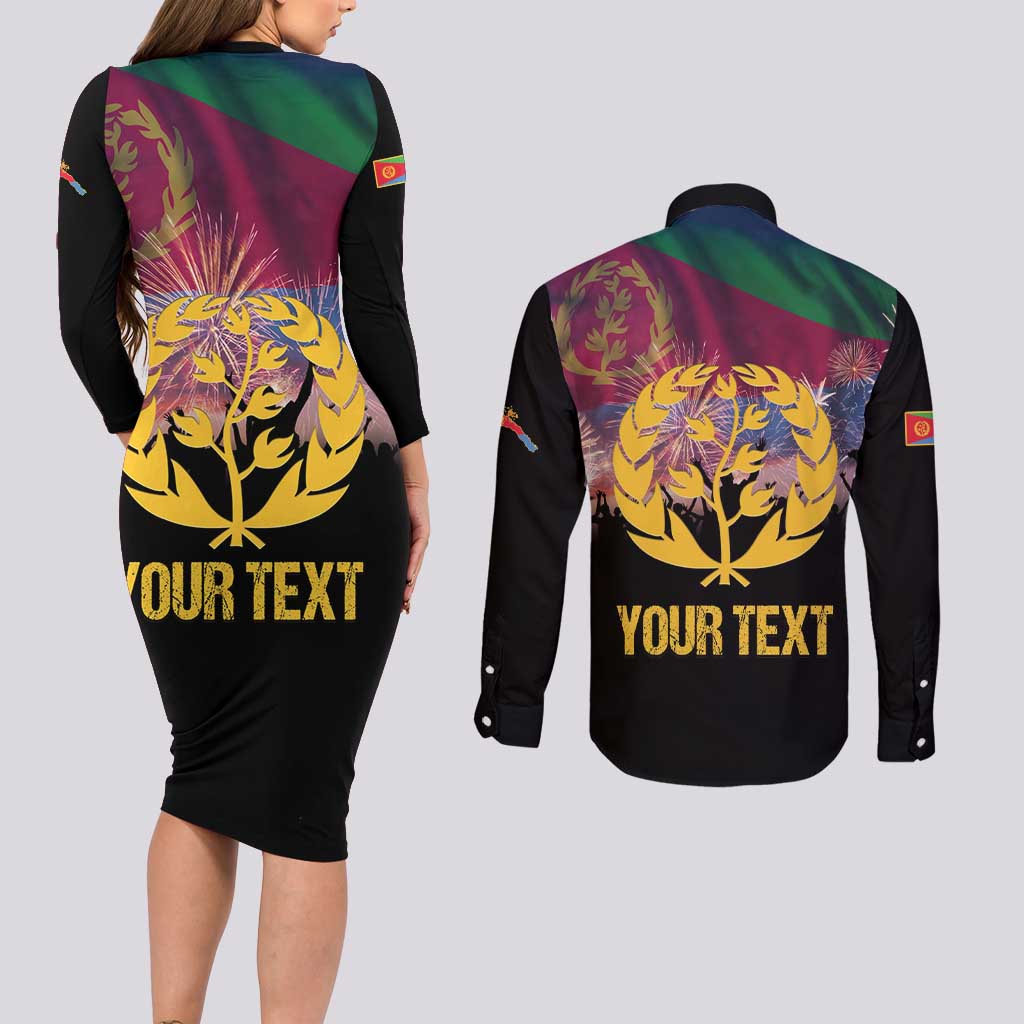 Personalized Eritrea Martyrs Day Couples Matching Long Sleeve Bodycon Dress and Long Sleeve Button Shirt Eternal Glory To Our Martyrs