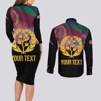 Personalized Eritrea Martyrs Day Couples Matching Long Sleeve Bodycon Dress and Long Sleeve Button Shirt Eternal Glory To Our Martyrs