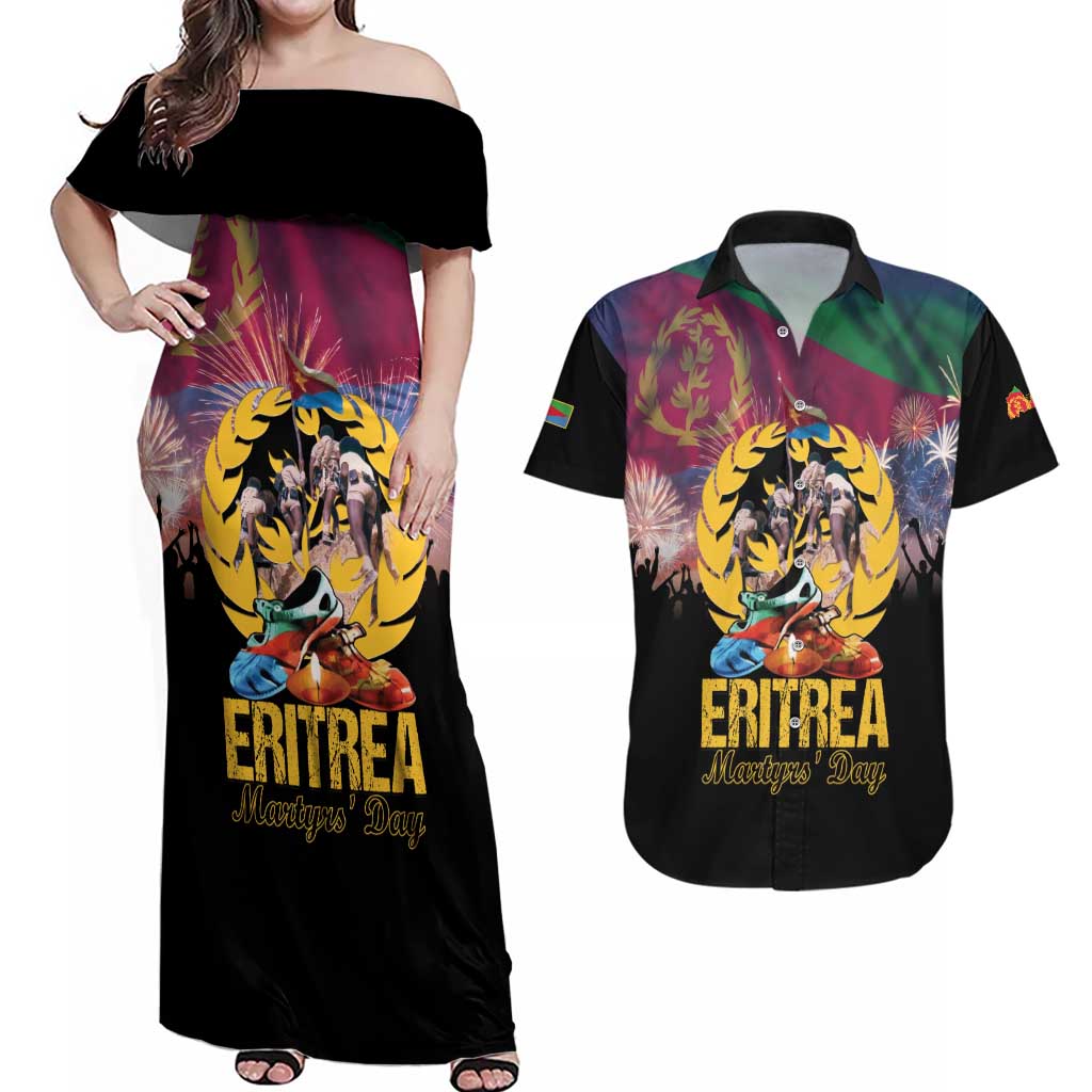Personalized Eritrea Martyrs Day Couples Matching Off Shoulder Maxi Dress and Hawaiian Shirt Eternal Glory To Our Martyrs