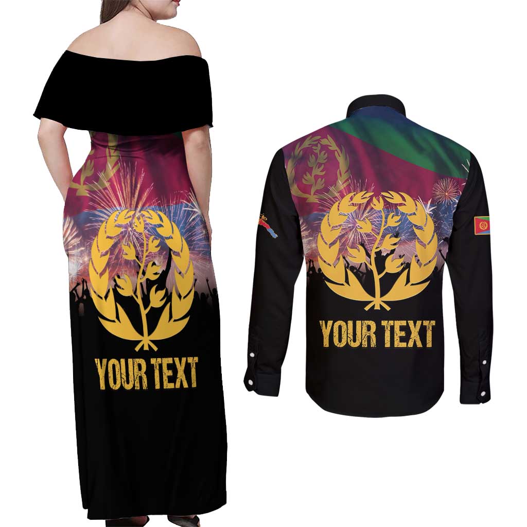 Personalized Eritrea Martyrs Day Couples Matching Off Shoulder Maxi Dress and Long Sleeve Button Shirt Eternal Glory To Our Martyrs