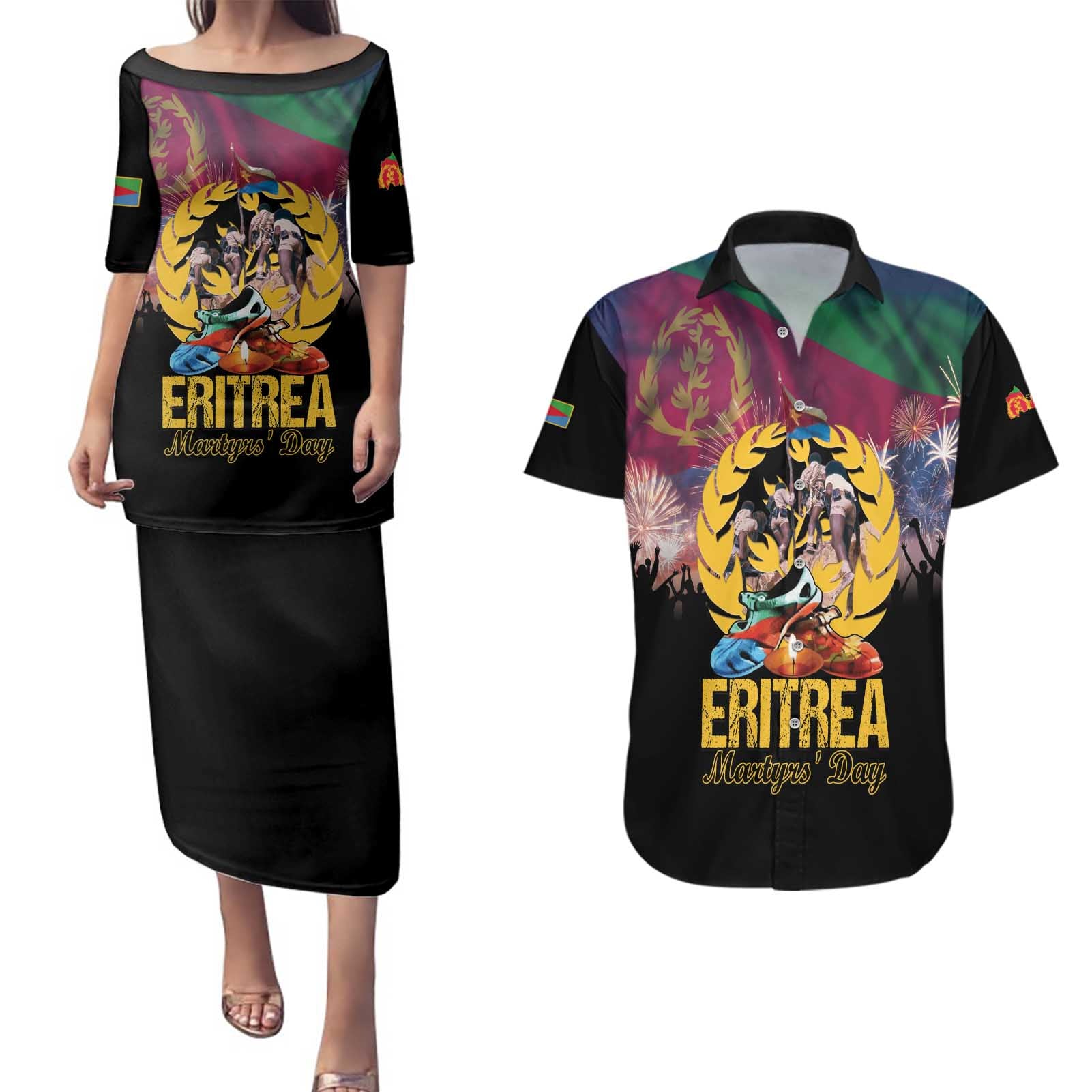 Personalized Eritrea Martyrs Day Couples Matching Puletasi and Hawaiian Shirt Eternal Glory To Our Martyrs