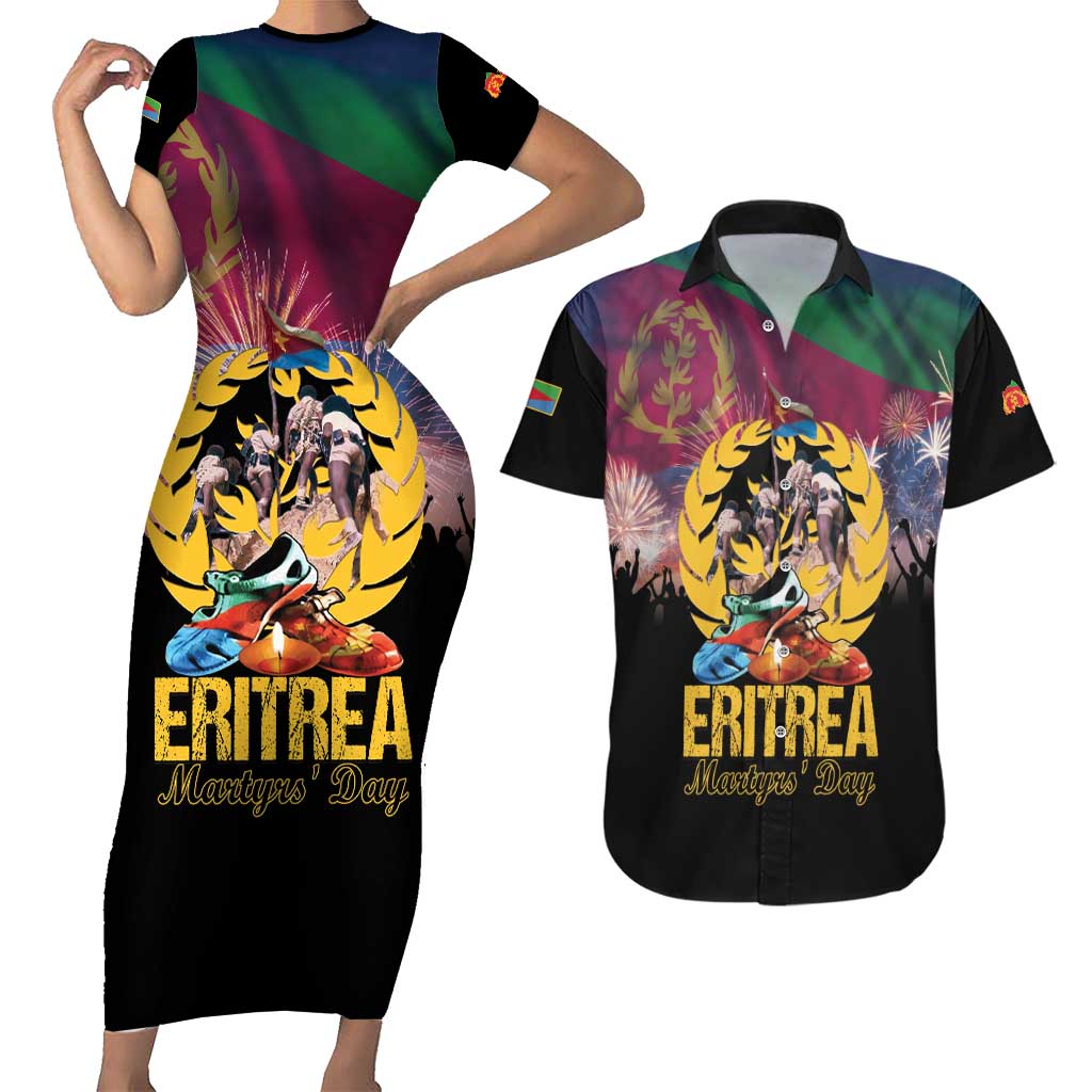 Personalized Eritrea Martyrs Day Couples Matching Short Sleeve Bodycon Dress and Hawaiian Shirt Eternal Glory To Our Martyrs