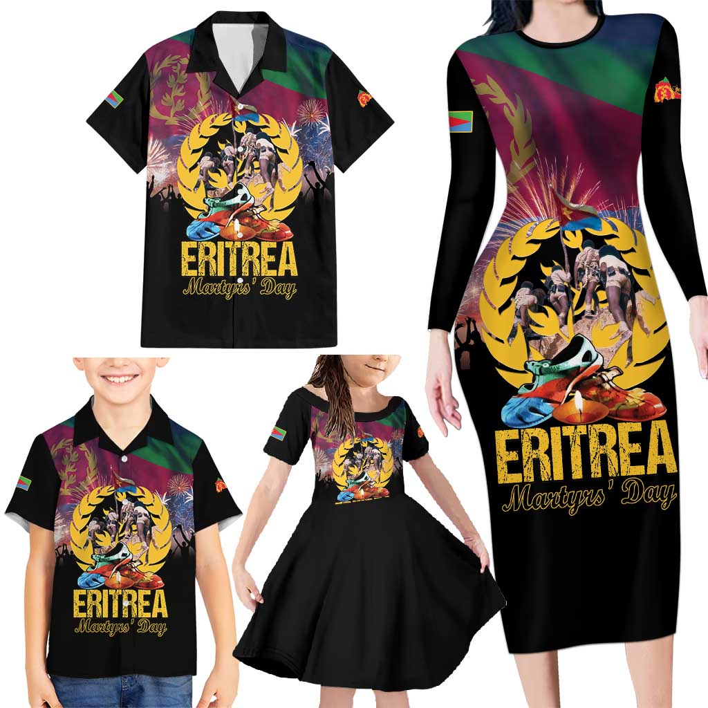 Personalized Eritrea Martyrs Day Family Matching Long Sleeve Bodycon Dress and Hawaiian Shirt Eternal Glory To Our Martyrs