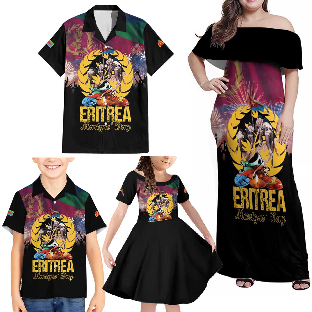 Personalized Eritrea Martyrs Day Family Matching Off Shoulder Maxi Dress and Hawaiian Shirt Eternal Glory To Our Martyrs