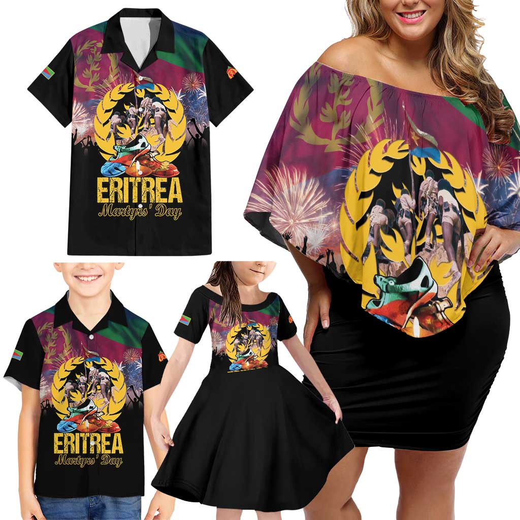 Personalized Eritrea Martyrs Day Family Matching Off Shoulder Short Dress and Hawaiian Shirt Eternal Glory To Our Martyrs
