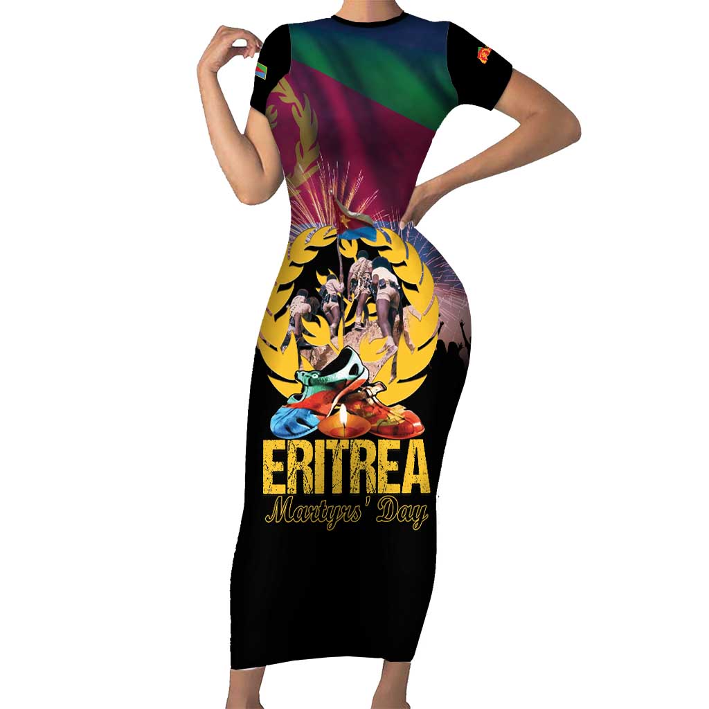 Personalized Eritrea Martyrs Day Short Sleeve Bodycon Dress Eternal Glory To Our Martyrs