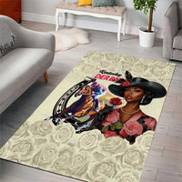 Kentucky Horse Racing Area Rug Black Derby Lady Cream Roses