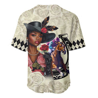 Kentucky Horse Racing Baseball Jersey Black Derby Lady Cream Roses