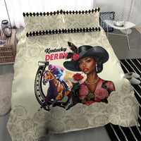 Kentucky Horse Racing Bedding Set Black Derby Lady Cream Roses