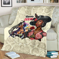 Kentucky Horse Racing Blanket Black Derby Lady Cream Roses