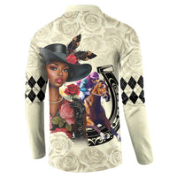 Kentucky Horse Racing Button Sweatshirt Black Derby Lady Cream Roses