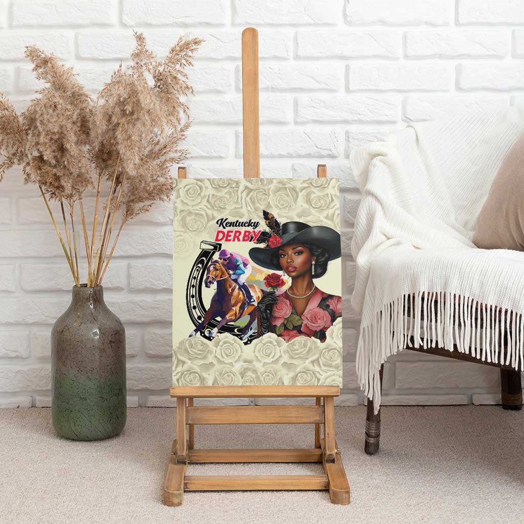 Kentucky Horse Racing Canvas Wall Art Black Derby Lady Cream Roses