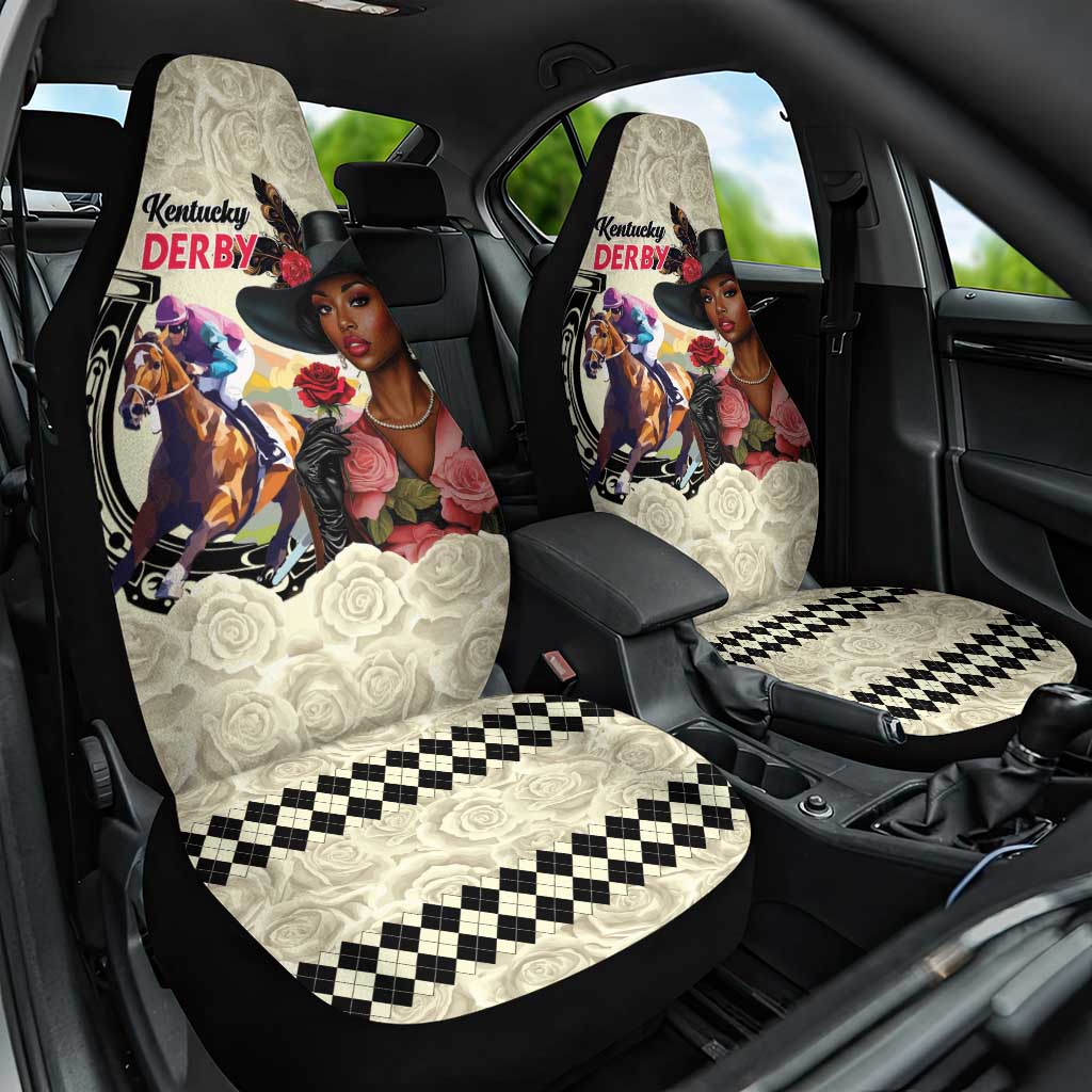 Kentucky Horse Racing Car Seat Cover Black Derby Lady Cream Roses