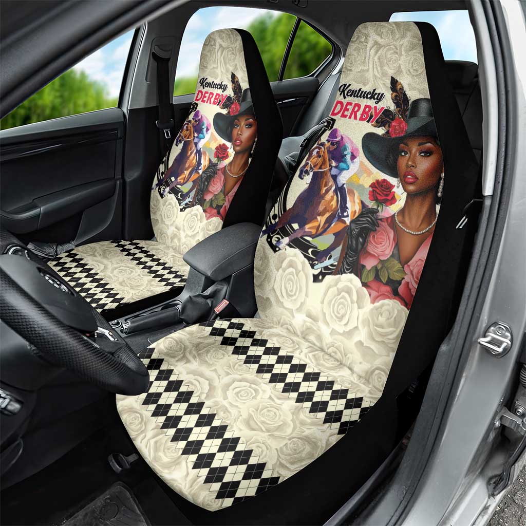 Kentucky Horse Racing Car Seat Cover Black Derby Lady Cream Roses