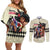 Kentucky Horse Racing Couples Matching Off Shoulder Short Dress and Long Sleeve Button Shirt Black Derby Lady Cream Roses