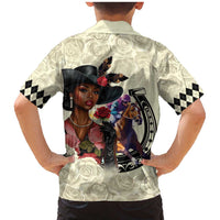 Kentucky Horse Racing Family Matching Mermaid Dress and Hawaiian Shirt Black Derby Lady Cream Roses LT15