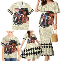 Kentucky Horse Racing Family Matching Mermaid Dress and Hawaiian Shirt Black Derby Lady Cream Roses LT15