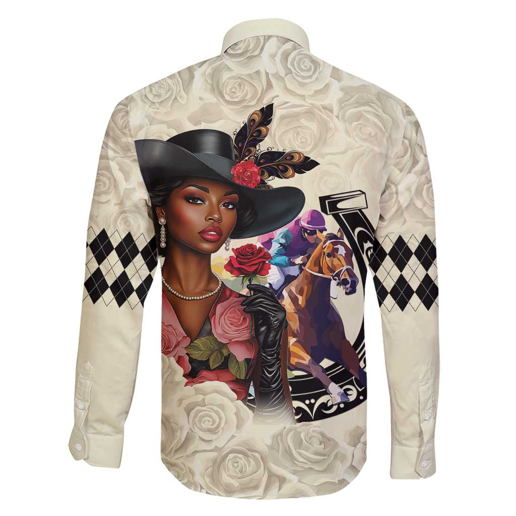 Kentucky Horse Racing Family Matching Mermaid Dress and Hawaiian Shirt Black Derby Lady Cream Roses LT15