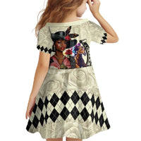 Kentucky Horse Racing Family Matching Off The Shoulder Long Sleeve Dress and Hawaiian Shirt Black Derby Lady Cream Roses