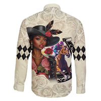 Kentucky Horse Racing Family Matching Summer Maxi Dress and Hawaiian Shirt Black Derby Lady Cream Roses