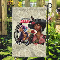 Kentucky Horse Racing Garden Flag Black Derby Lady Cream Roses
