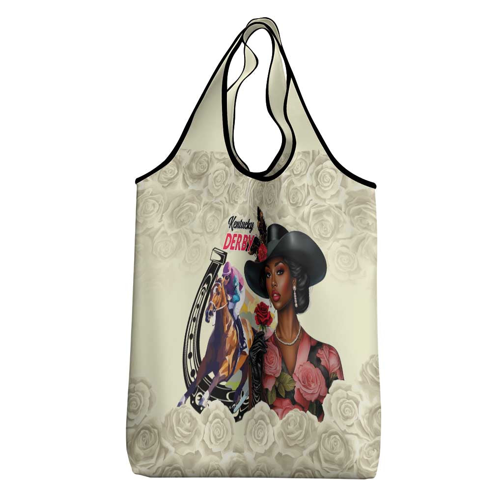 Kentucky Horse Racing Grocery Bag Black Derby Lady Cream Roses