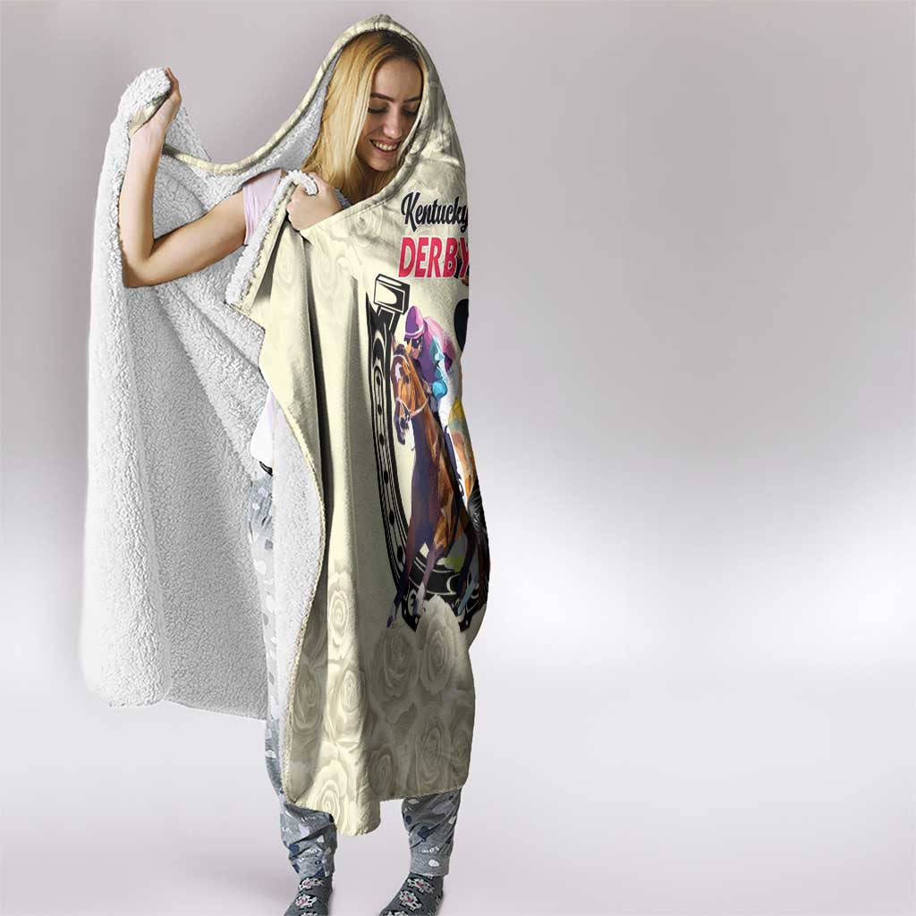 Kentucky Horse Racing Hooded Blanket Black Derby Lady Cream Roses