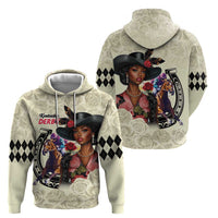 Kentucky Horse Racing Hoodie Black Derby Lady Cream Roses