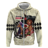 Kentucky Horse Racing Hoodie Black Derby Lady Cream Roses