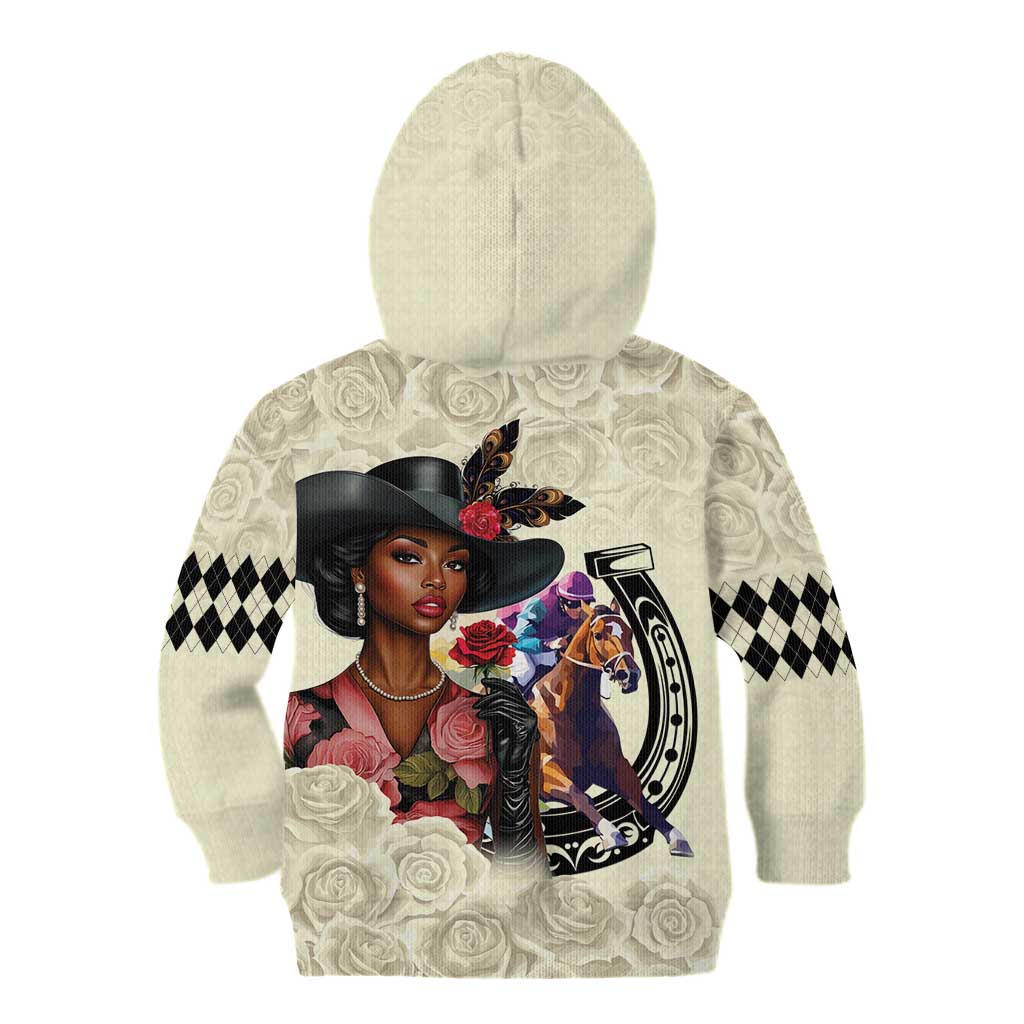 Kentucky Horse Racing Kid Hoodie Black Derby Lady Cream Roses
