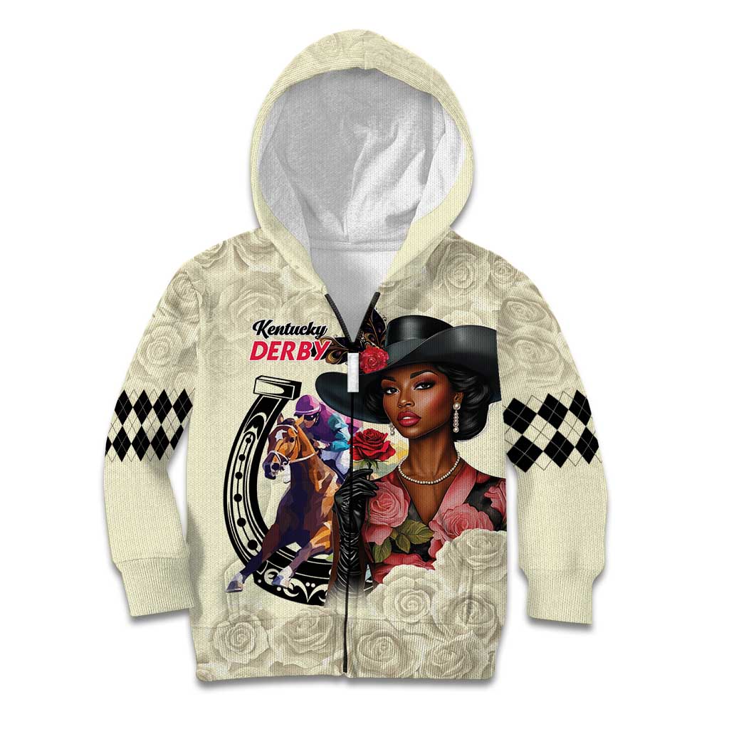 Kentucky Horse Racing Kid Hoodie Black Derby Lady Cream Roses