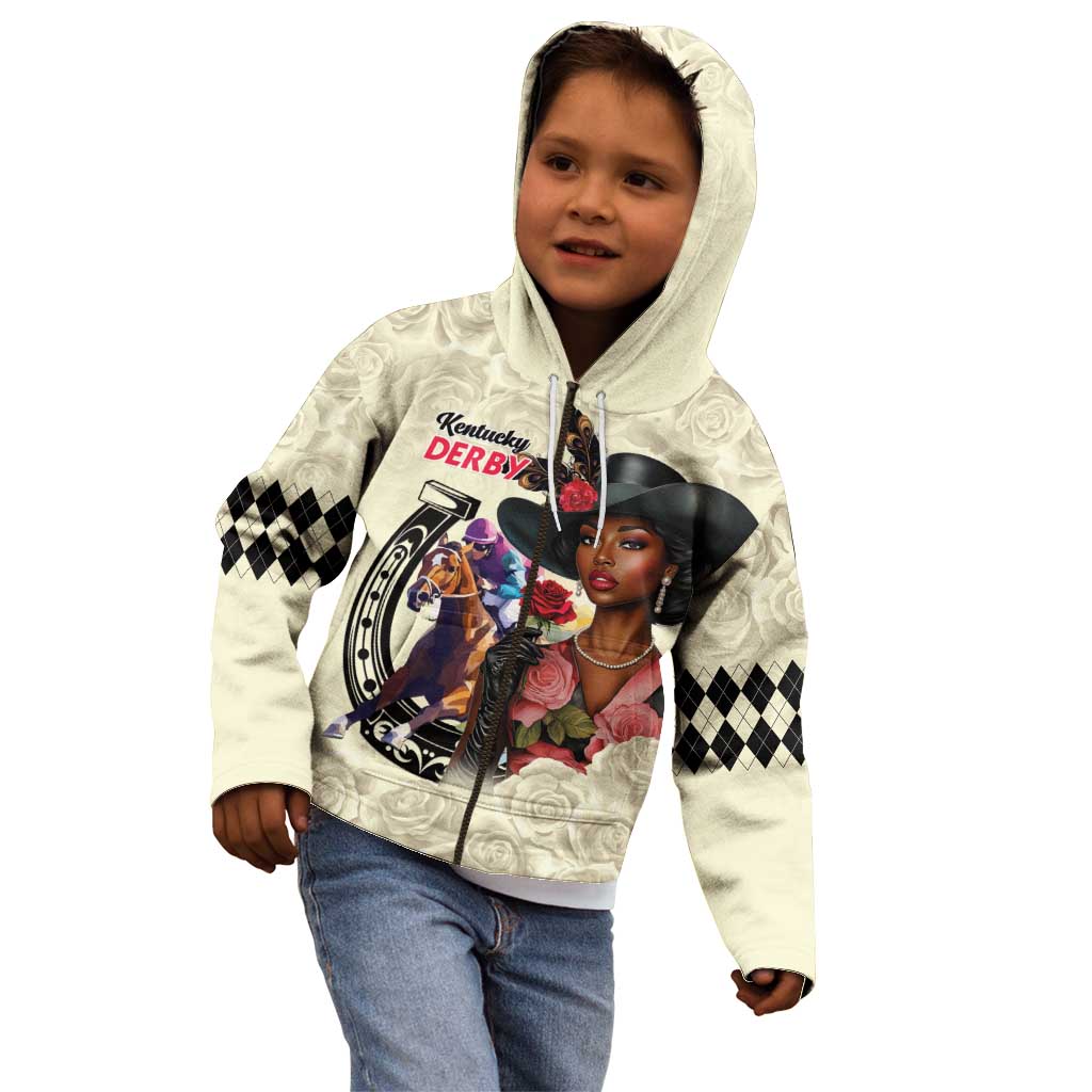Kentucky Horse Racing Kid Hoodie Black Derby Lady Cream Roses