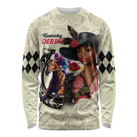 Kentucky Horse Racing Long Sleeve Shirt Black Derby Lady Cream Roses