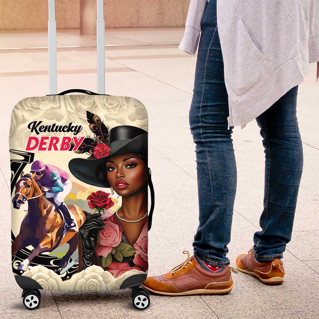 Kentucky Horse Racing Luggage Cover Black Derby Lady Cream Roses